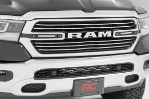 Ram 1500 LED Grille Kit - Front - Rough Country - Dual 6in Slimline - Chrome - '19-'23